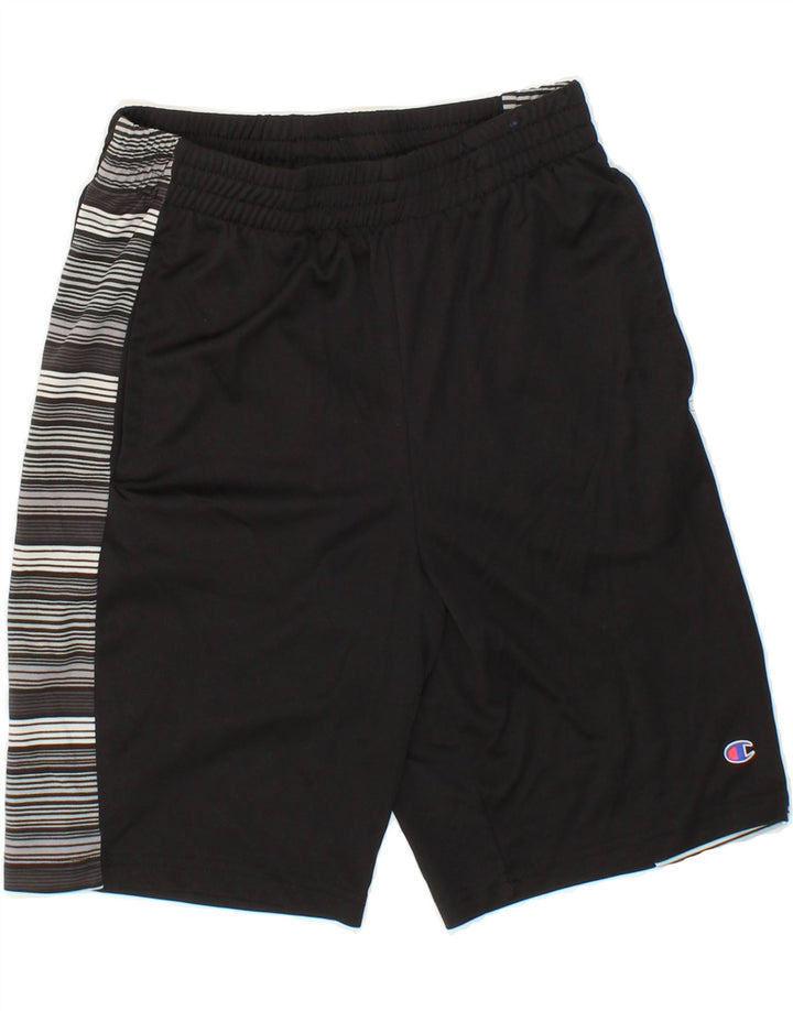 CHAMPION Boys Sport Shorts 14-15 Years  Black Striped Vintage Champion and Second-Hand Champion from Messina Hembry 