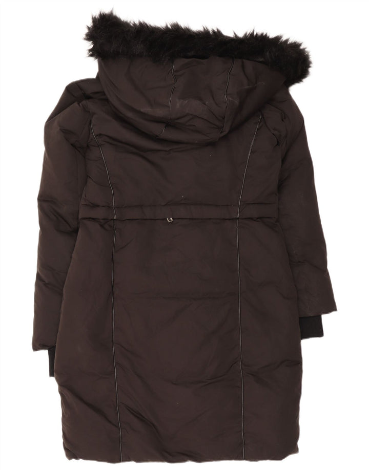 Zara Damen Kapuzenmantel, gepolstert, UK 14, Mittelschwarz, Polyester