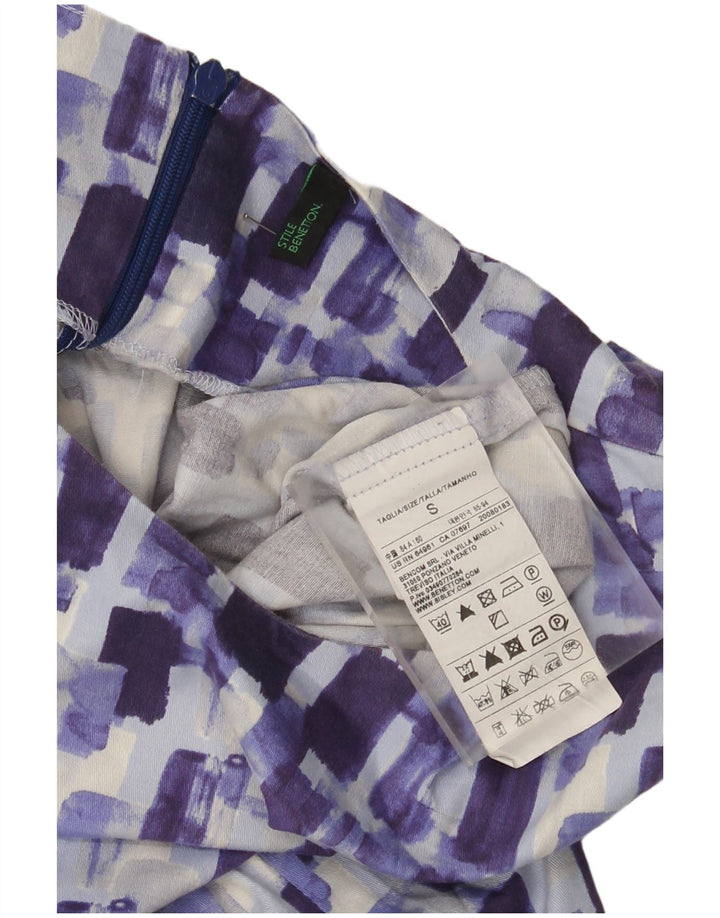 Benetton Damen-Etuikleid, UK-Größe 40, klein, blau kariert, Baumwolle