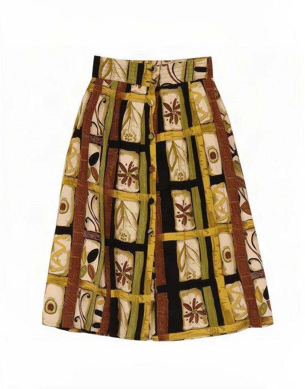 Vintage Womens Flared Skirt XL W32 Multicoloured Floral Viscose
