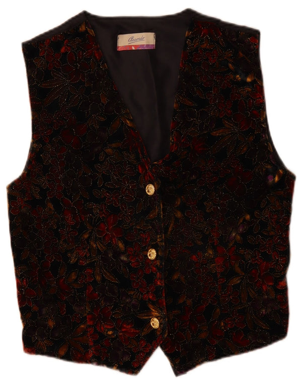 ACCORDO Damenweste UK 14 Medium Black Floral Classic