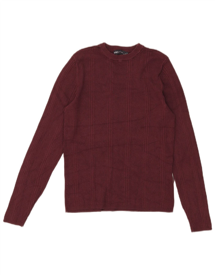 Marks & Spencer Damen-Pullover mit Rundhalsausschnitt, Gr. 12, mittleres Burgunderrot