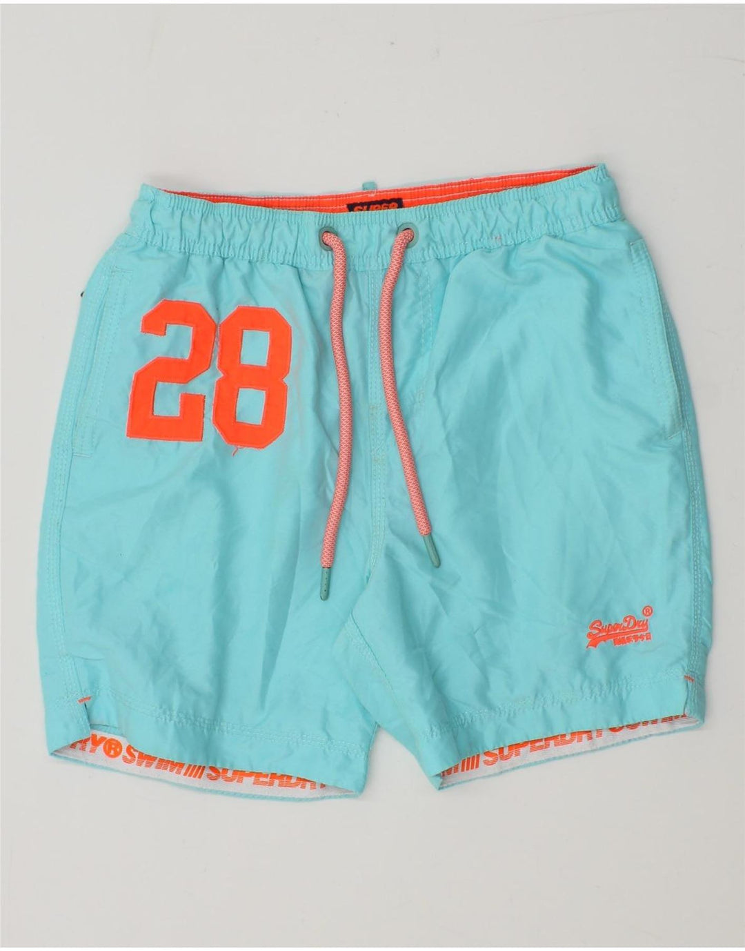 SUPERDRY Herren-Badeshorts mit Grafik, Mitteltürkis, Polyester