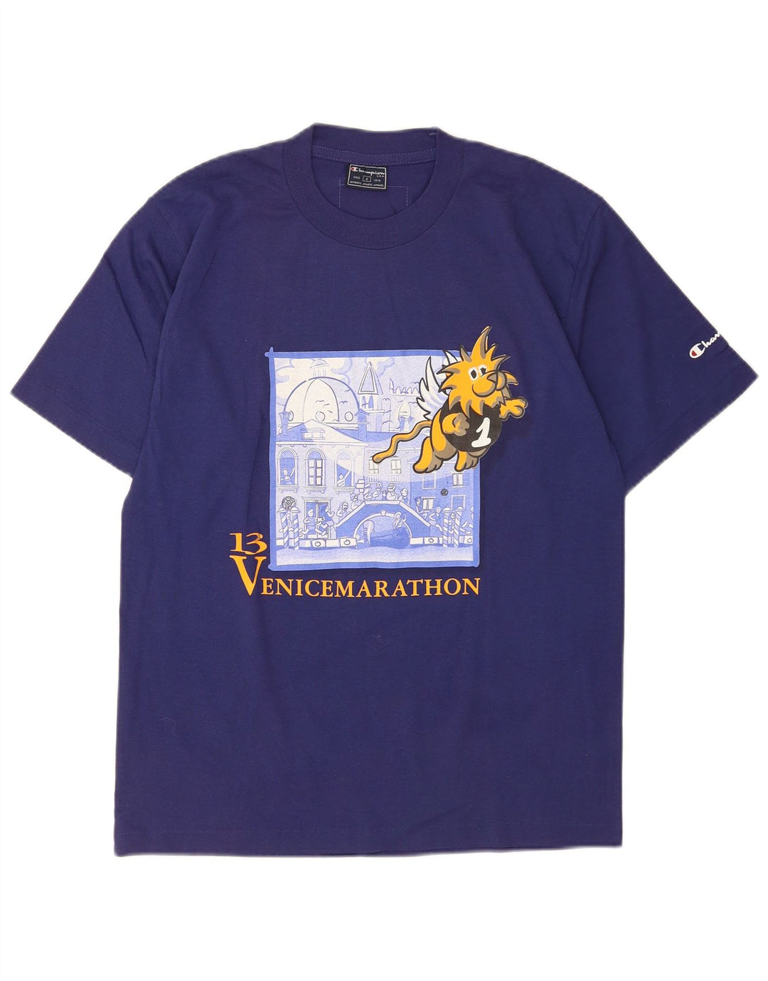 Champion Herren-T-Shirt mit Grafik, Größe S, Blau, Baumwolle
