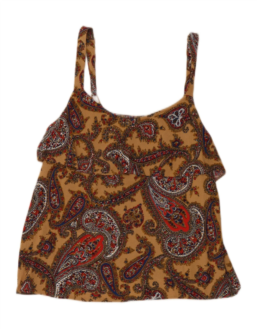 Fat Face Damen Crop Cami Top UK 12 Mittelbraune Paisley-Viskose