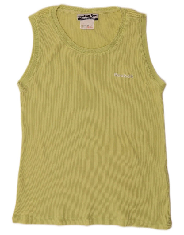 Reebok Damen Weste Top UK 16 Large Grün Baumwolle