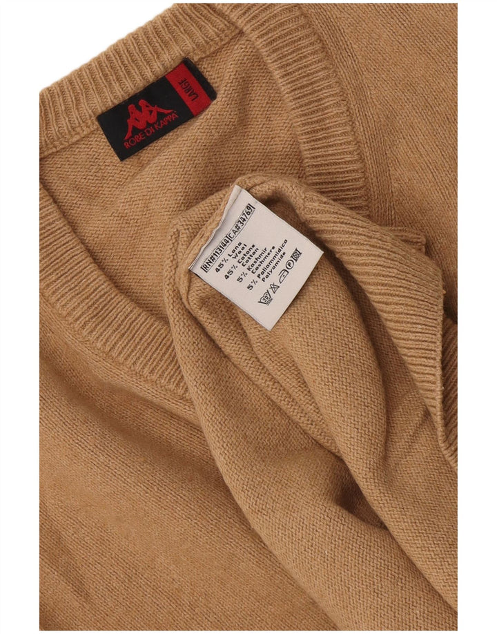 Kappa Herren-Pullover mit V-Ausschnitt, groß, braune Baumwolle