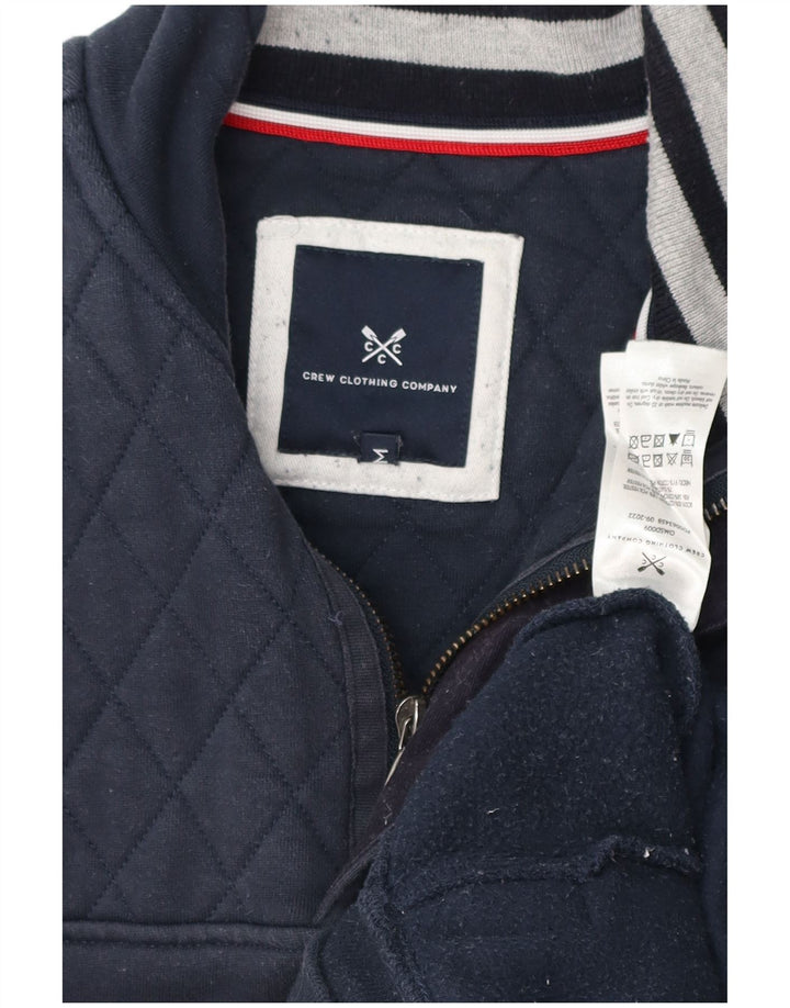 CREW CLOTHING Mens Zip Neck Sweatshirt Jumper Medium Navy Blue Cotton