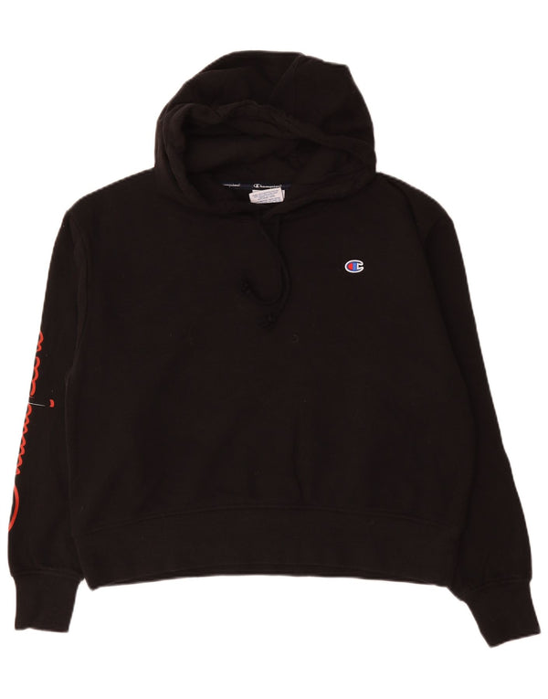 Champion Womens Graphic Hoodie Pullover UK 18 XL Schwarz Baumwolle