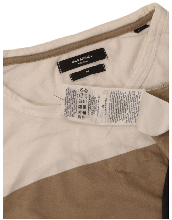 Jack & Jones Herren-T-Shirt-Oberteil aus mittelbeiger Colourblock-Baumwolle
