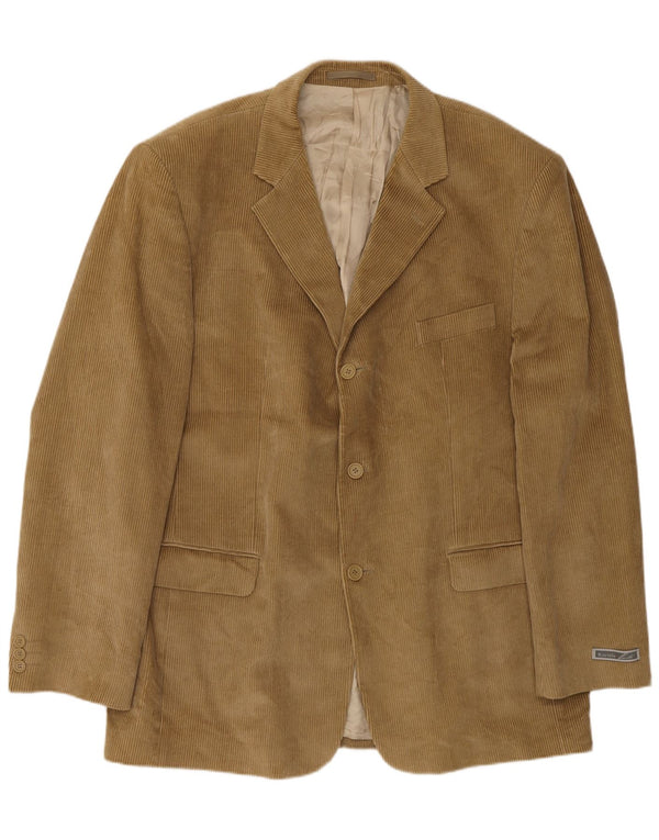Kartel Herren-Blazer aus Cord mit 3 Knöpfen, UK 46, 3XL, braune Baumwolle