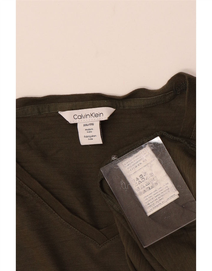 CALVIN KLEIN Herren T-Shirt Top 2XL Khaki Baumwolle