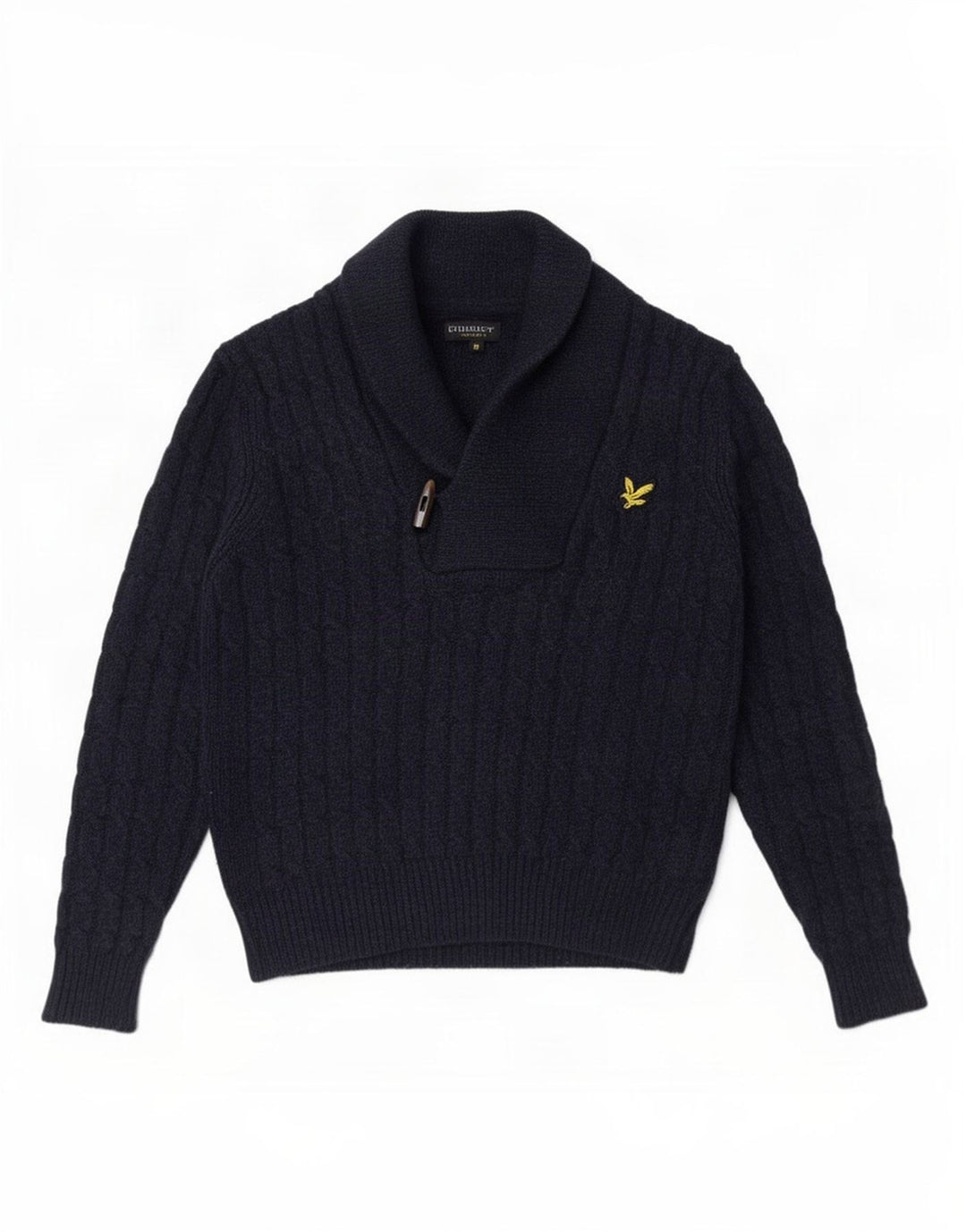 Lyle & Scott Herren-Pullover mit Schalkragen, mittelmarineblaue Wolle