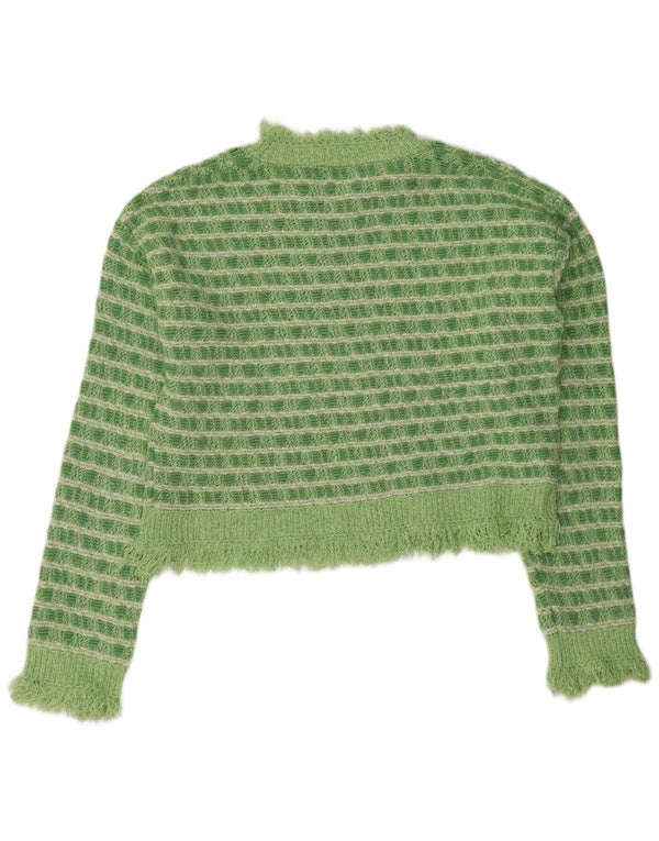 Zara Damen Crop Turtle Neck Pullover Pullover UK 10 Small Grün gestreift