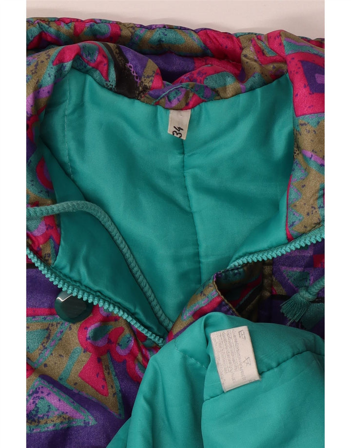 VINTAGE Windjacke für Mädchen mit Kapuze, 15–16 Jahre, mehrfarbig, geometrisch