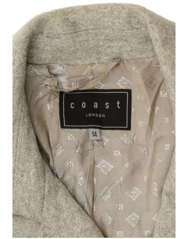 Coast Damen Zweireihiger Mantel UK 14 Große graue Schurwolle