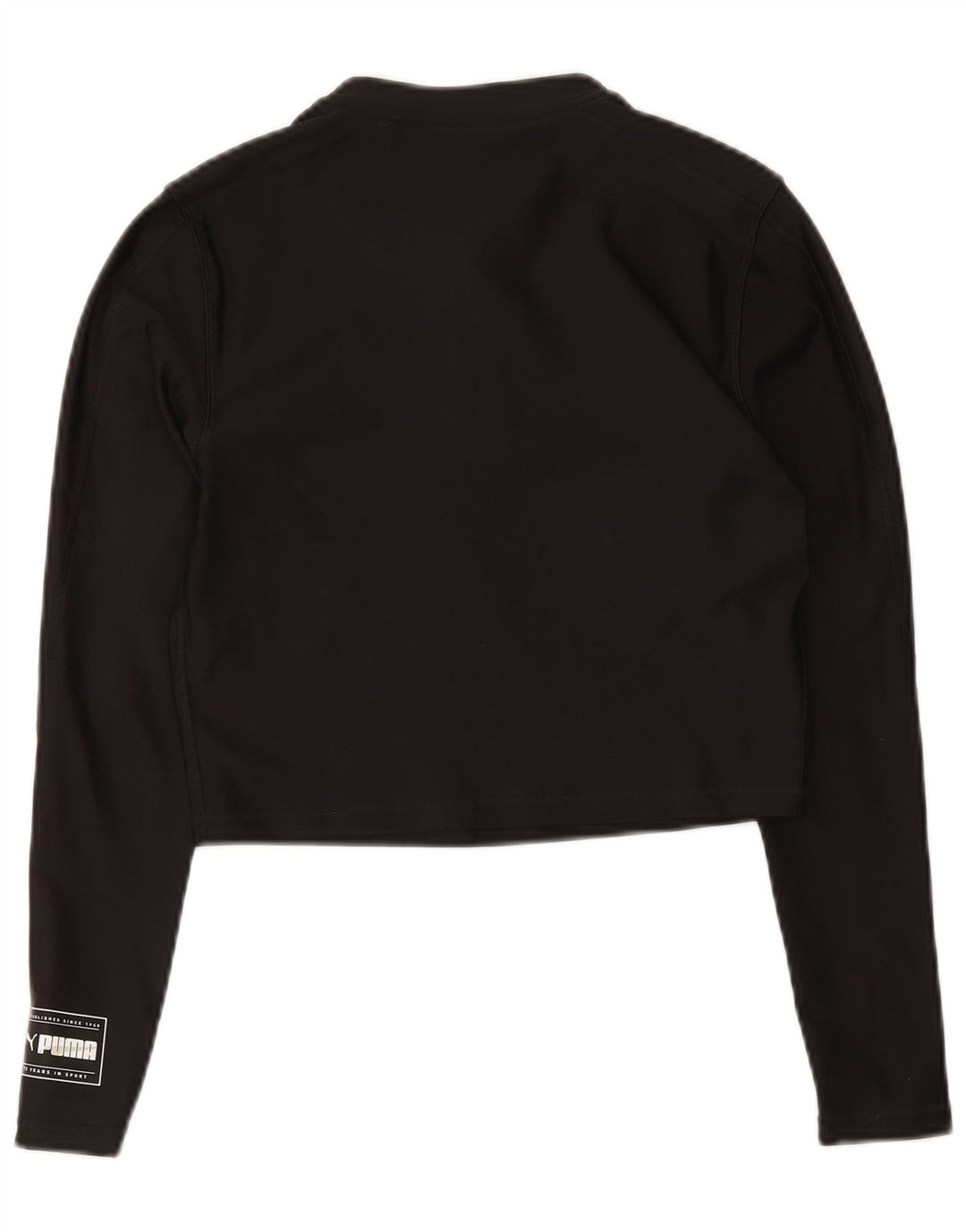 Puma Damen Crop Zip Neck Pullover Trainingsanzug Top UK 12 Medium Schwarz
