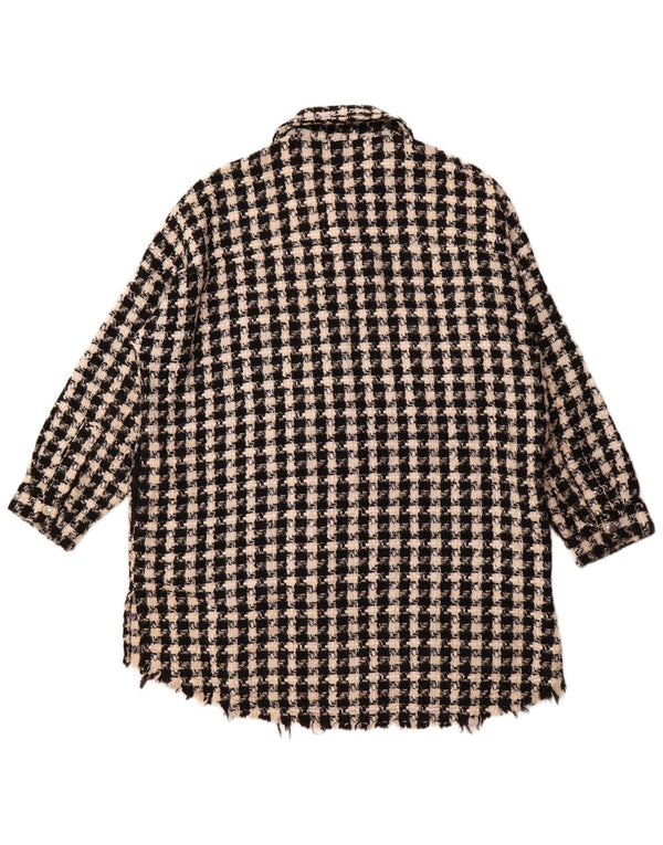 Übergroßes Overshirt-Hemd von ZARA für Damen, Gr. 10, Größe S, Schwarz, Hahnentrittmuster