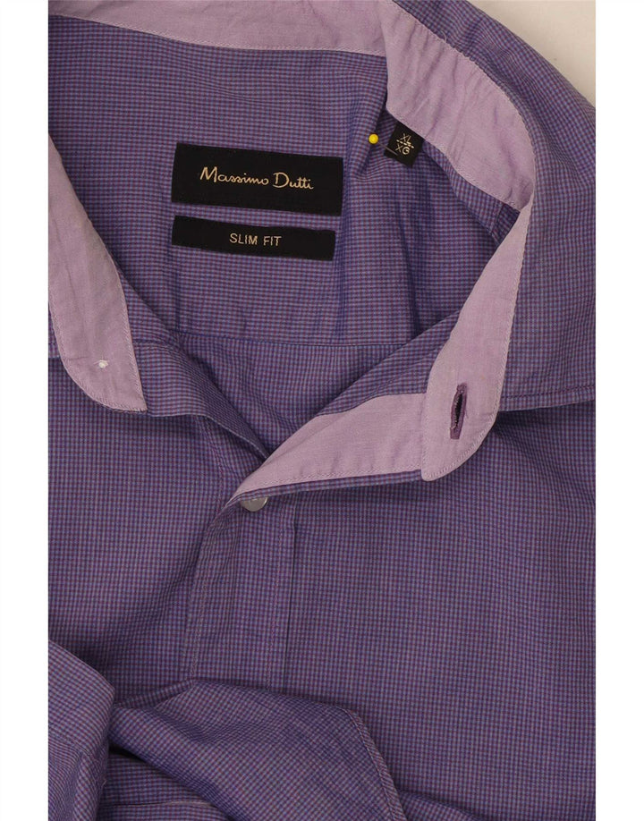 Massimo Dutti Herren Slim Fit Hemd XL Lila Gingham