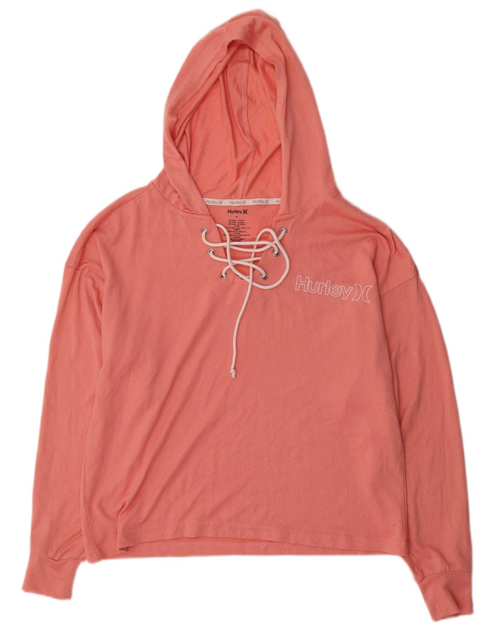 Hurley Womens Hooded Graphic Top Langarm UK 14 Mittelrosa Polyester