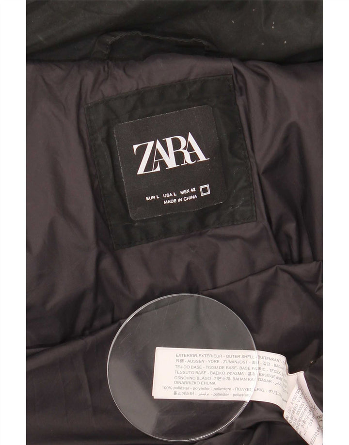 Zara Herren Wattierte Jacke UK 40 Large Schwarz Polyester