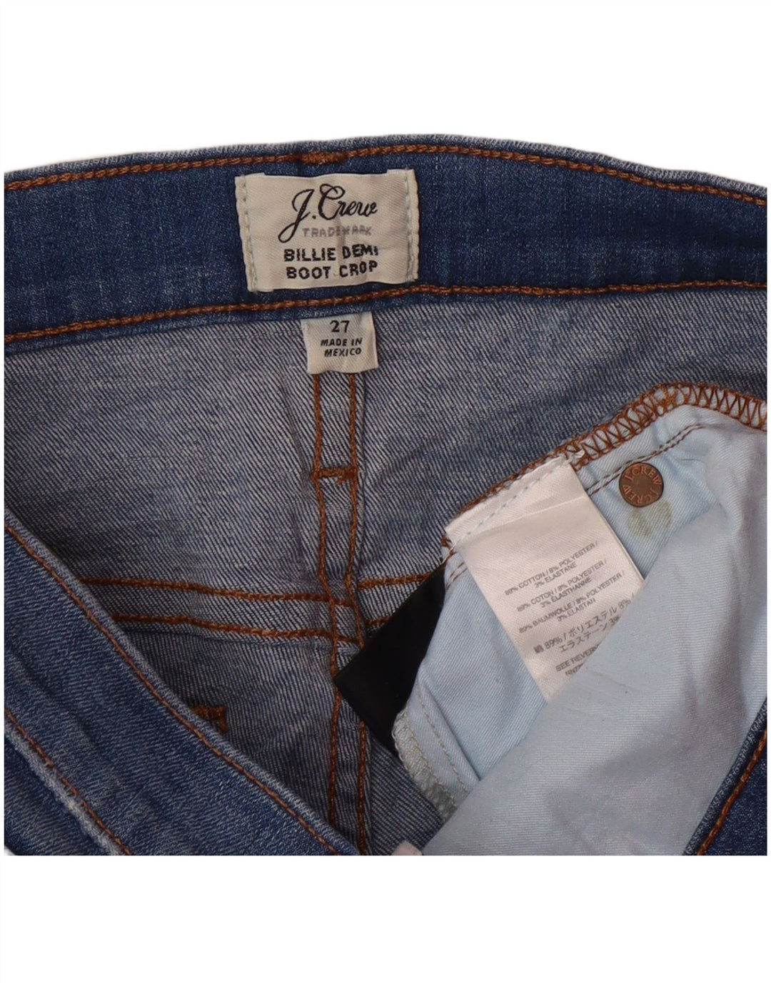 J. CREW Damen Billie Demi Bootcut Cropped Jeans W27 L25 Blaue Baumwolle