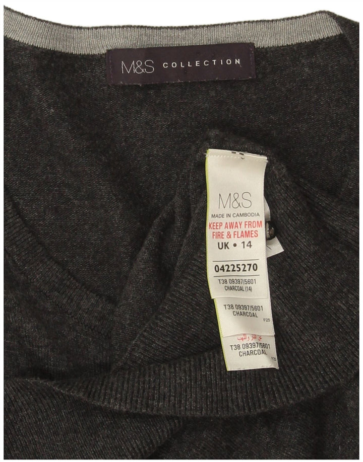 Marks & Spencer Damen Strickjacke Pullover UK 14 Mittelgraue Viskose