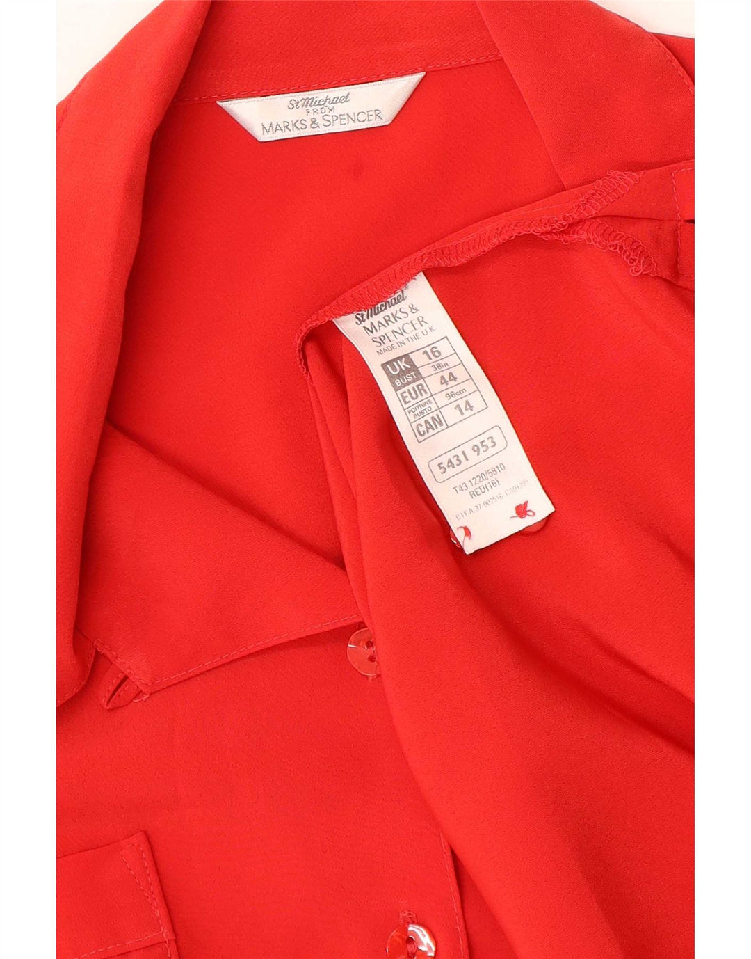 Marks & Spencer Damen St. Michael Hemdbluse UK 16 Large Rot Polyester