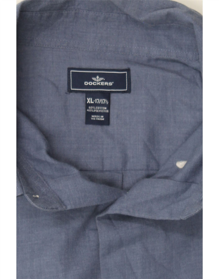 DOCKERS Mens Shirt Size 17 1/2 XL Blue Cotton Vintage Dockers and Second-Hand Dockers from Messina Hembry 