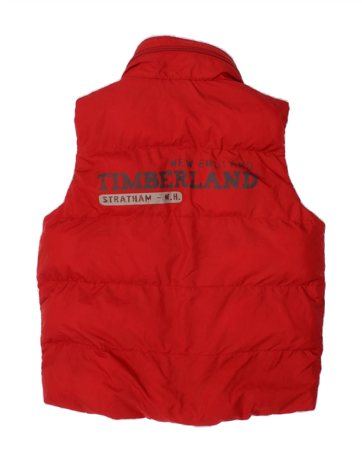 TIMBERLAND Boys Graphic Padded Gilet 7-8 Years Red Polyester Vintage Timberland and Second-Hand Timberland from Messina Hembry 