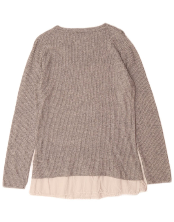 Topshop Damen-Pullover mit U-Boot-Ausschnitt, Größe S, Größe S, Grau, Farbblock