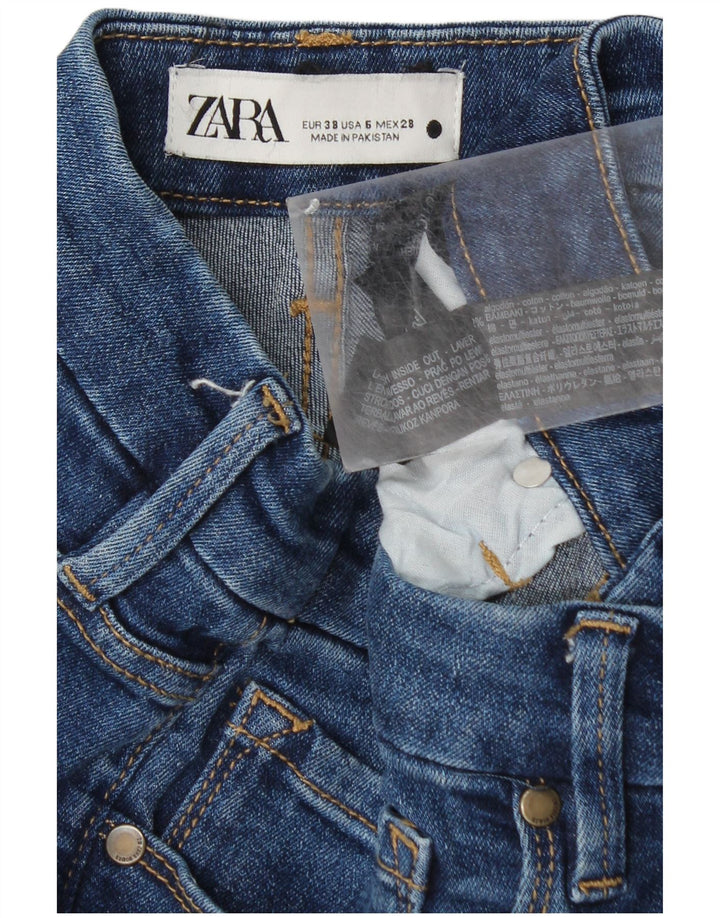 Zara Damen Bootcut Jeans EU 38 Small W28 L32 Blaue Baumwolle