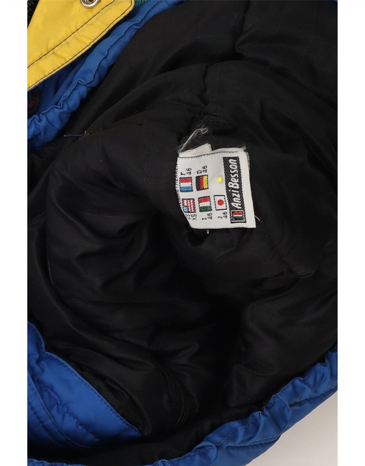 Anzi Besson Herren-Skijacke mit Kapuze, lockere Passform, Größe 46, klein, Blau, Farbblock