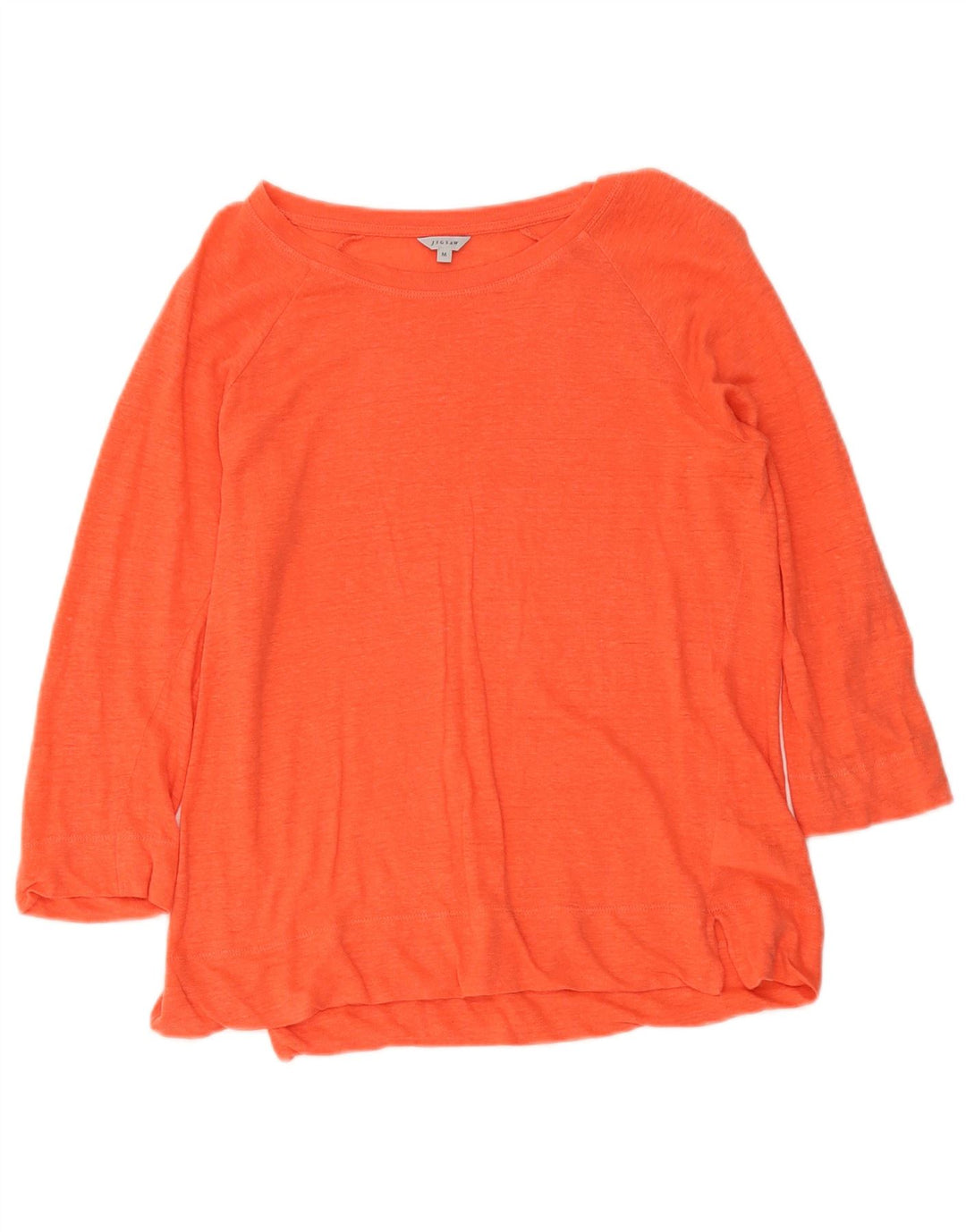 Jigsaw Damen-Top mit 3/4-Ärmeln, UK-Größe 12, Mittelorange, Leinen