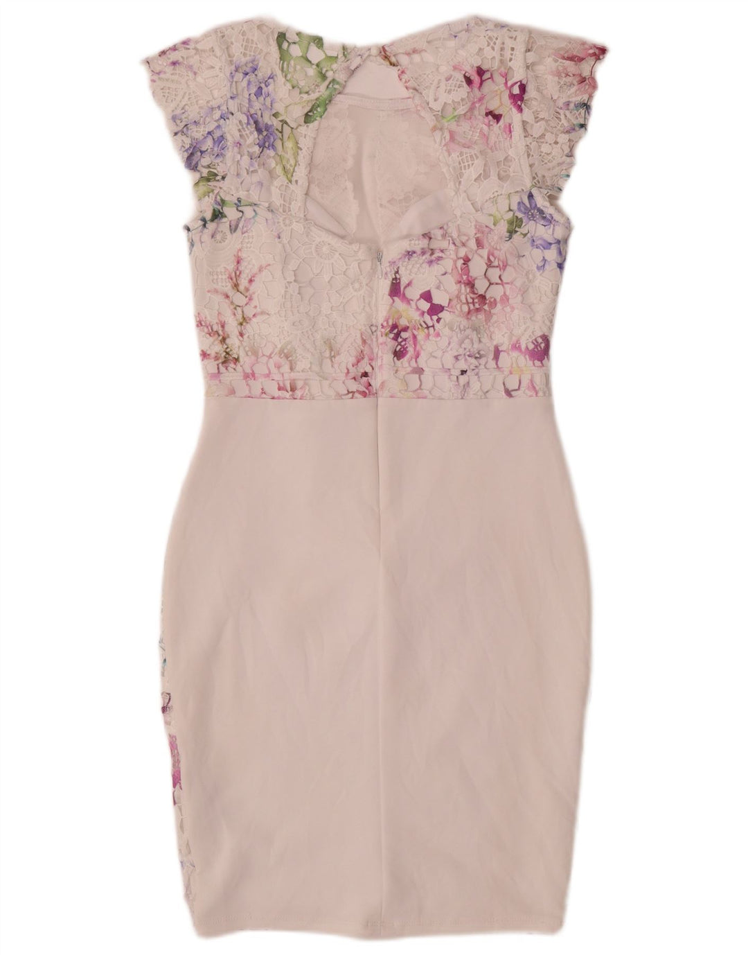 Lipsy Spitzen-Etuikleid für Damen, UK 12, Mittelweiß, Blumenmuster, Polyester