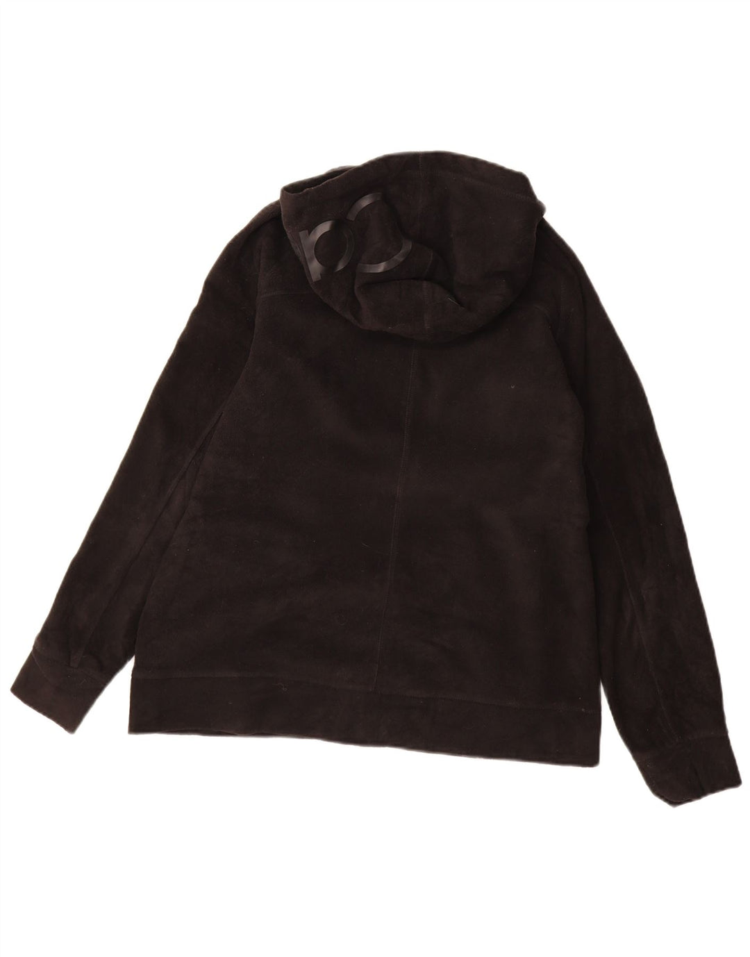 CALVIN KLEIN Damen Fleecejacke mit grafischer Kapuze, UK 14, mittelschwarz