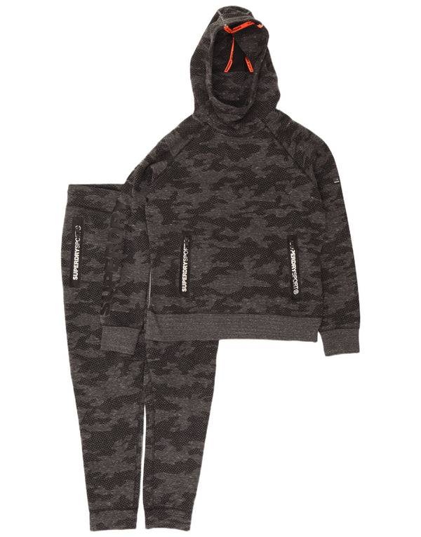 Superdry Damen Graphic Full Trainingsanzug UK 18 XL Graues Camouflage-Polyester