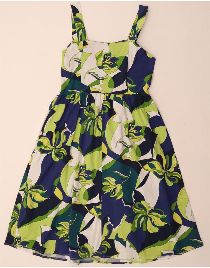 VINTAGE Damen Sommerkleid IT 48 XL Mehrfarbige Blumenbaumwolle