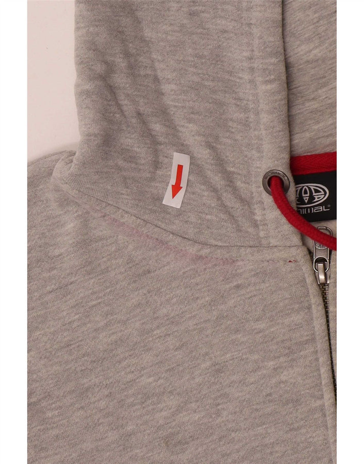 Animal Herren-Kapuzenpullover mit grafischem Reißverschluss, mittelgrau gesprenkelte Baumwolle
