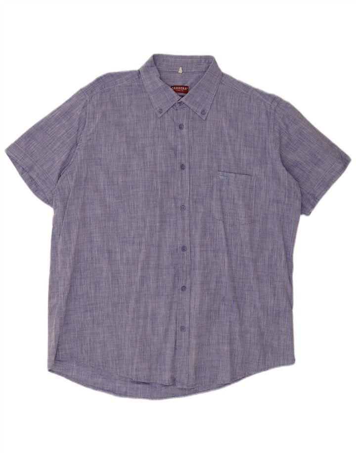 Carrera Herren Kurzarm-Hemd mit normaler Passform, 2XL, blaue Baumwolle
