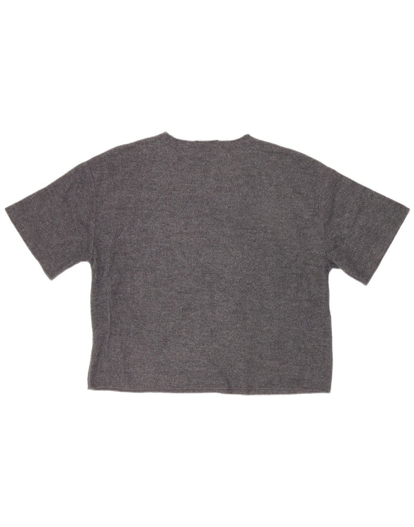 Zara Damen Übergroßes T-Shirt Top UK 10 Small Grau Polyester