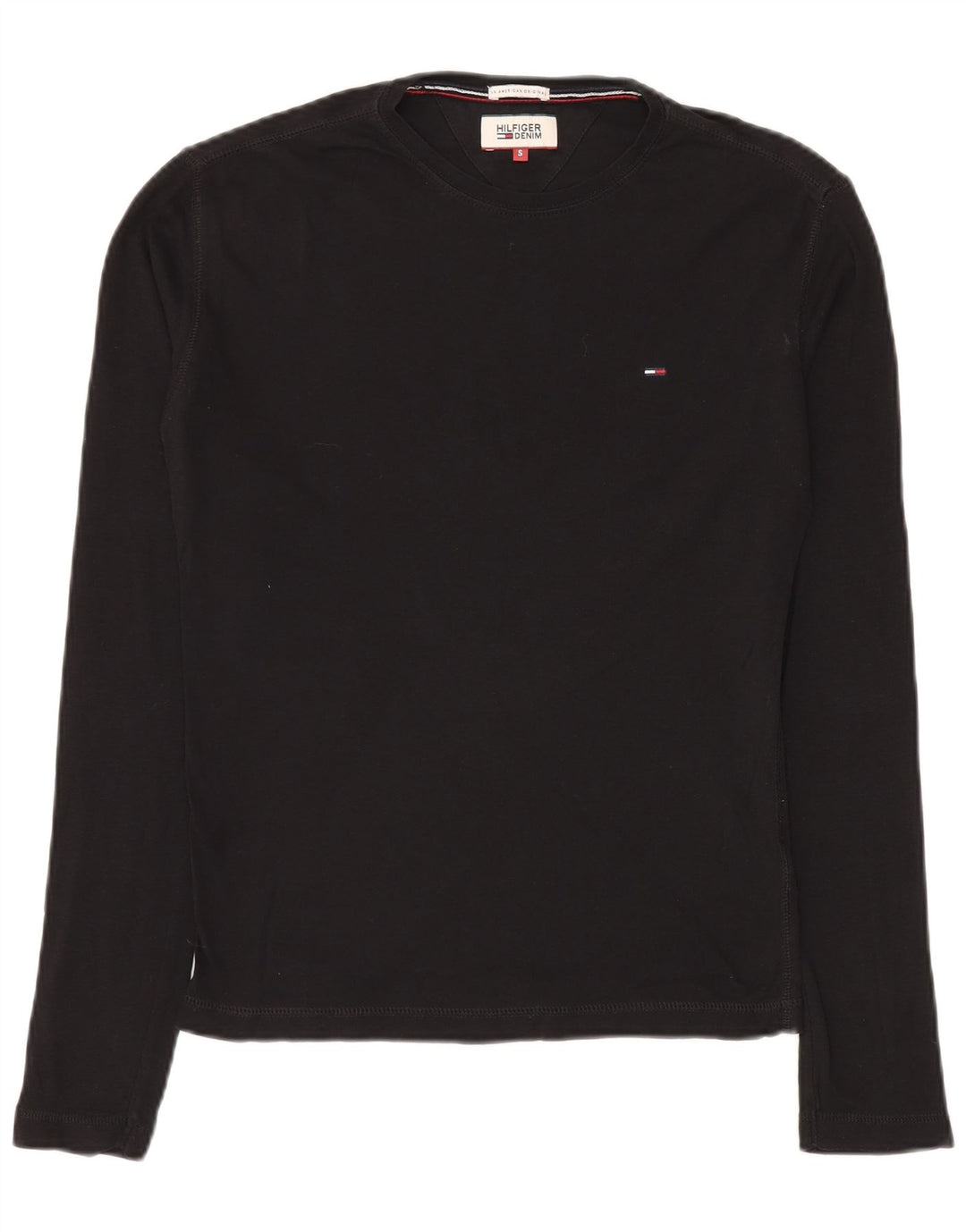 TOMMY HILFIGER Herren Top Langarm Small Schwarz Baumwolle