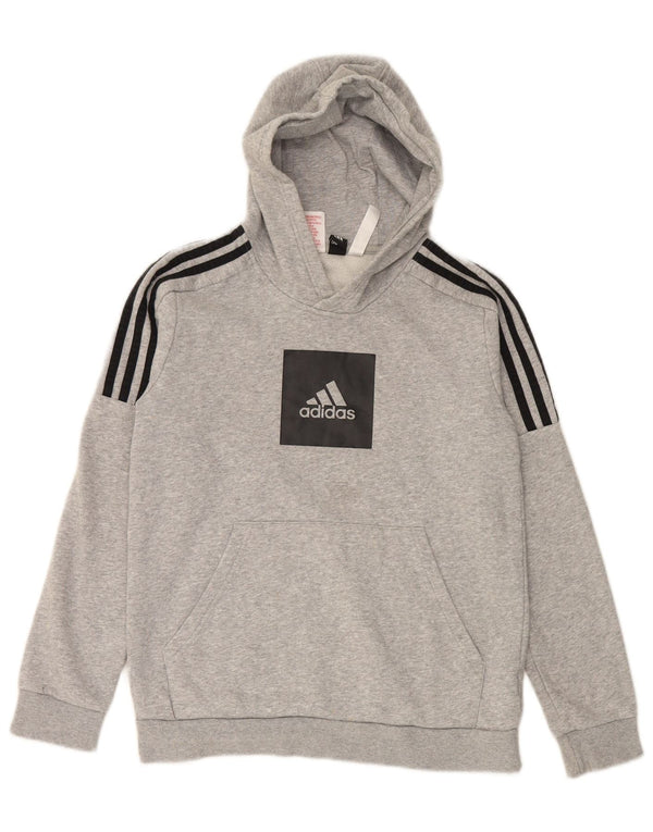 ADIDAS Kapuzenpullover mit Grafik für Jungen, 13–14 Jahre, graue Baumwolle