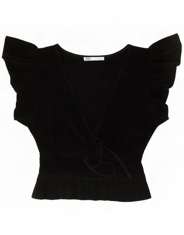 Zara Damen Crop Batwing Top UK 10 Small Black