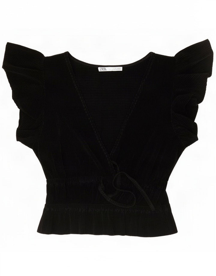 Zara Damen Crop Batwing Top UK 10 Small Black