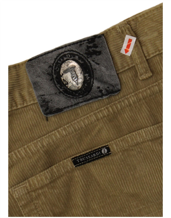TRUSSARDI Herren gerade Cordhose IT 54 2XL W40 L32 Khaki Baumwolle
