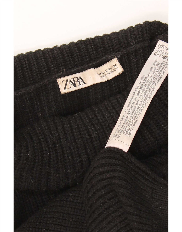 Rollkragenpullover für Damen von Zara, Gr. 14, mittlere schwarze Viskose