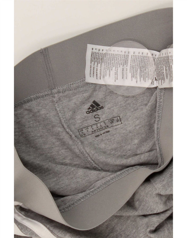 Adidas Damen Leggings UK 8 Small Graue Baumwolle