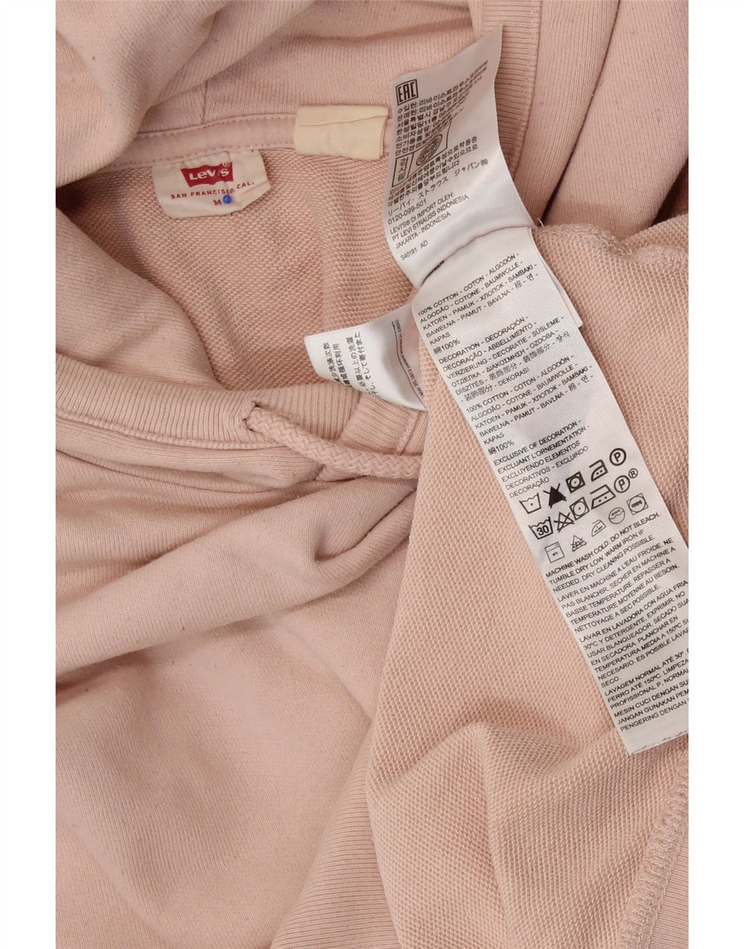 LEVI'S Damen-Übergröße-Kapuzenpullover, UK-Größe 14, mittelrosa, Baumwolle