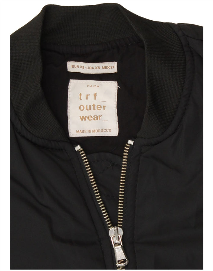 Zara Womens Loose Fit Bomberjacke UK 4 XS Schwarz Polyester Modern